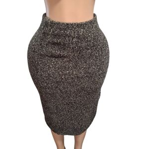 Lanvin Textured Gray Pencil Skirt